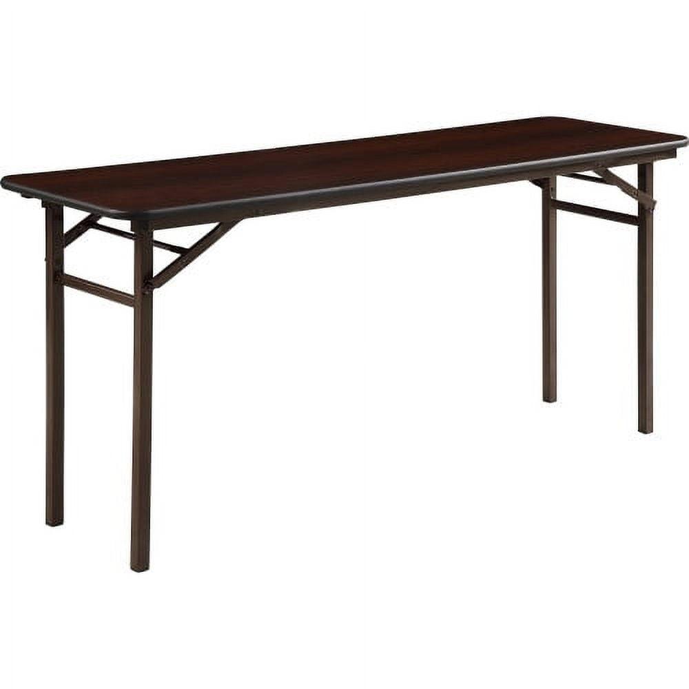 Mahogany and Steel Folding Banquet Table with Melamine Top