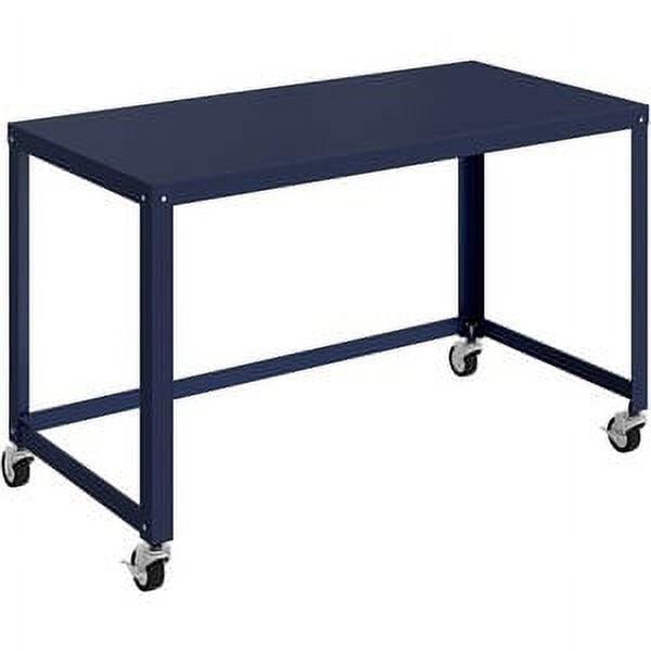 Black Steel 48" Mobile Writing Desk with Wheels