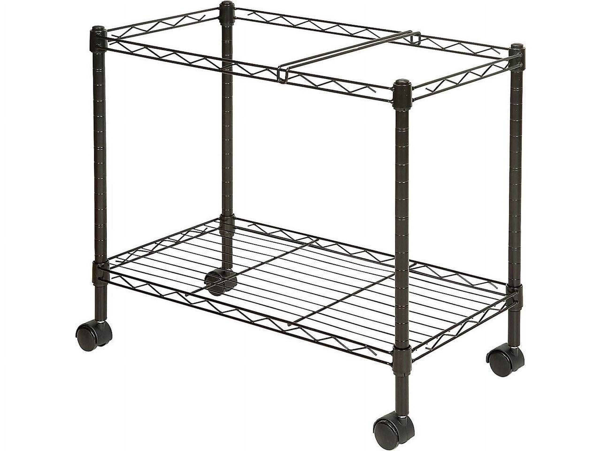Black Steel Two-Tier Mobile File Cart with Casters