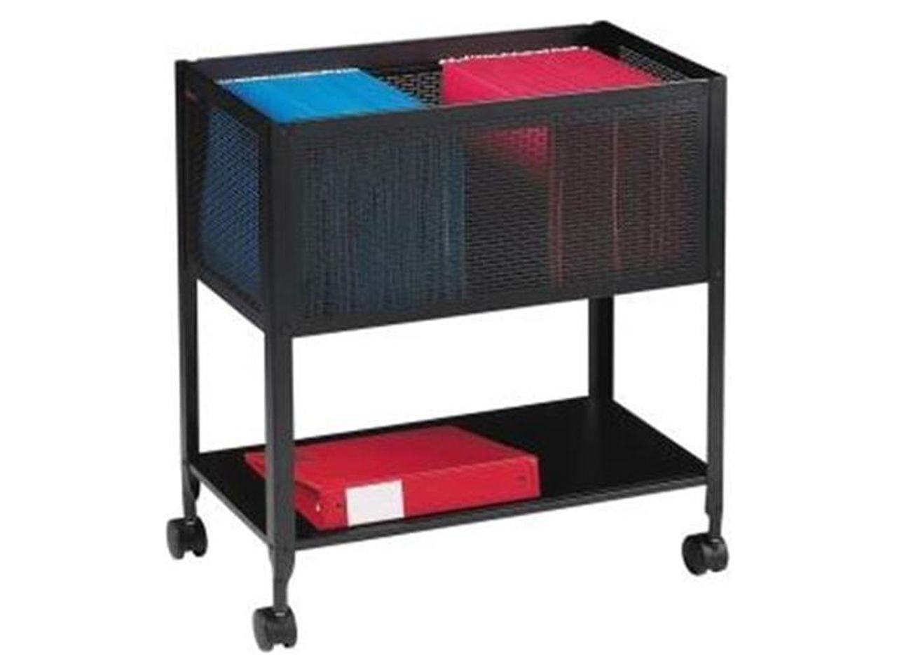 Sleek Black Steel Mobile Trolley with Drawer and Shelf