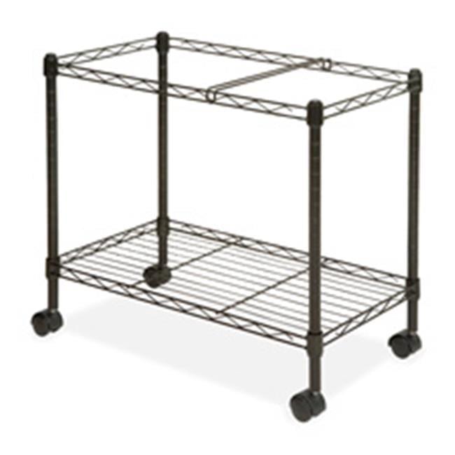 Black Steel Two-Tier Mobile File Cart with Casters