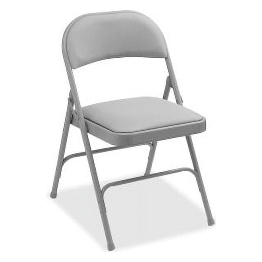 Beige Fabric Padded Armless Folding Chair with Metal Frame