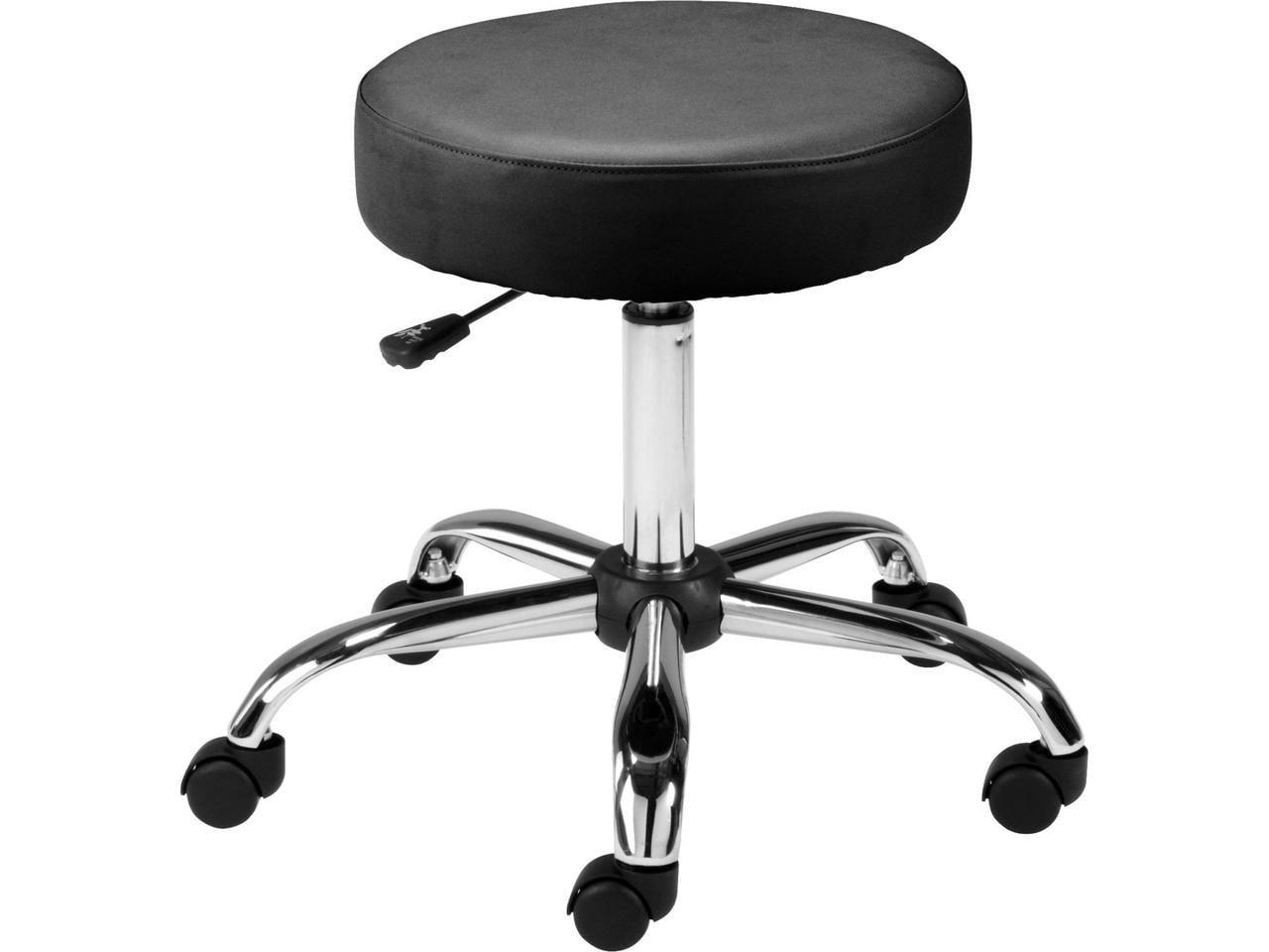 Black Vinyl Backless Pneumatic Height Adjustable Stool with Chrome Base