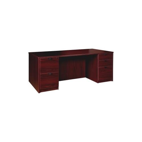 Mahogany Laminate Executive Desk with Filing Cabinets