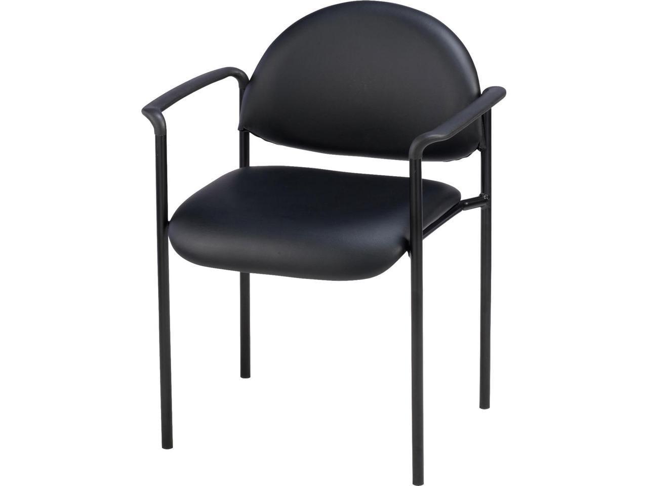 Modern Black Vinyl and Metal Stackable Reception Chair