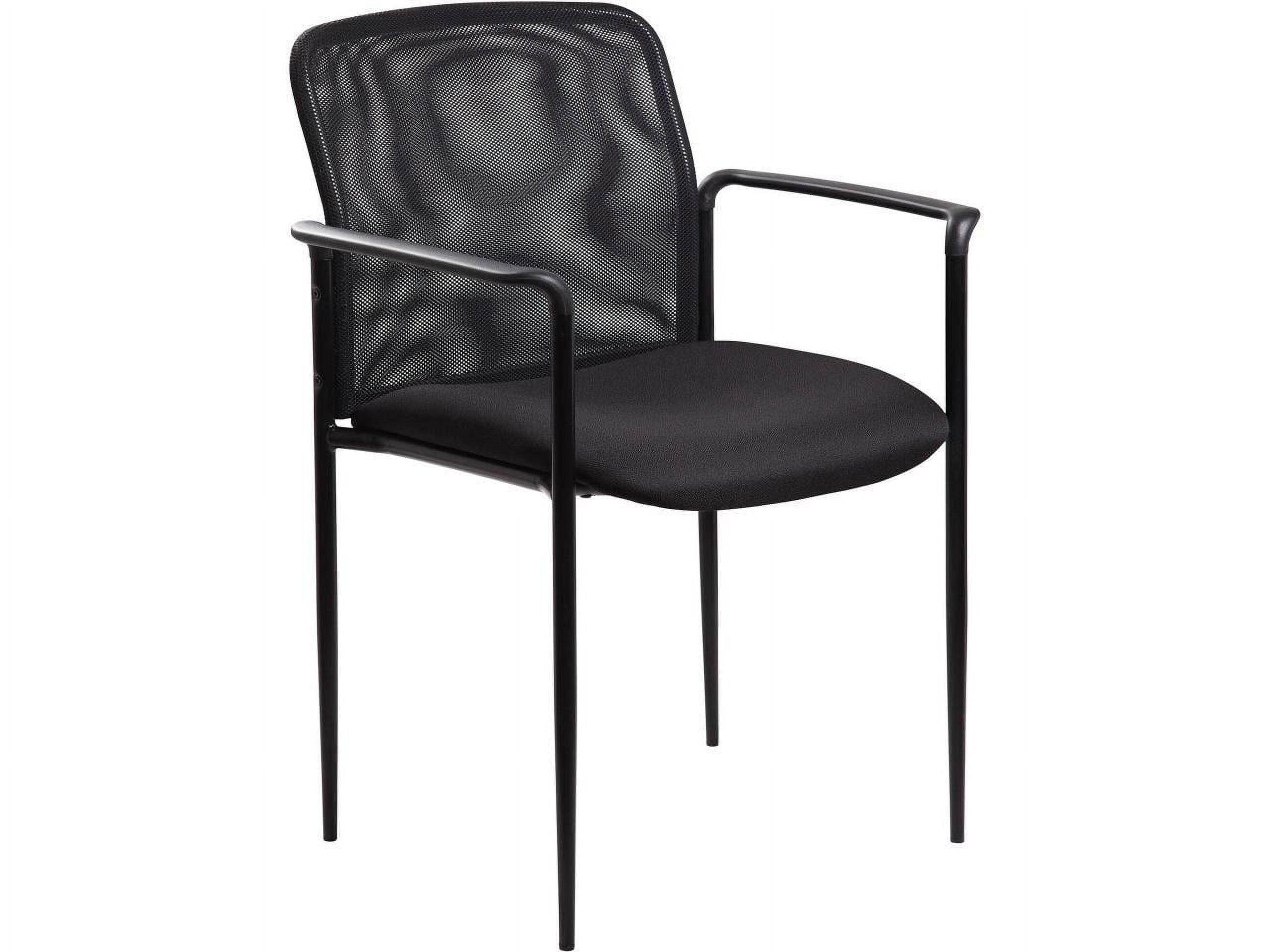 Black Mesh and Metal Stacking Guest Chair