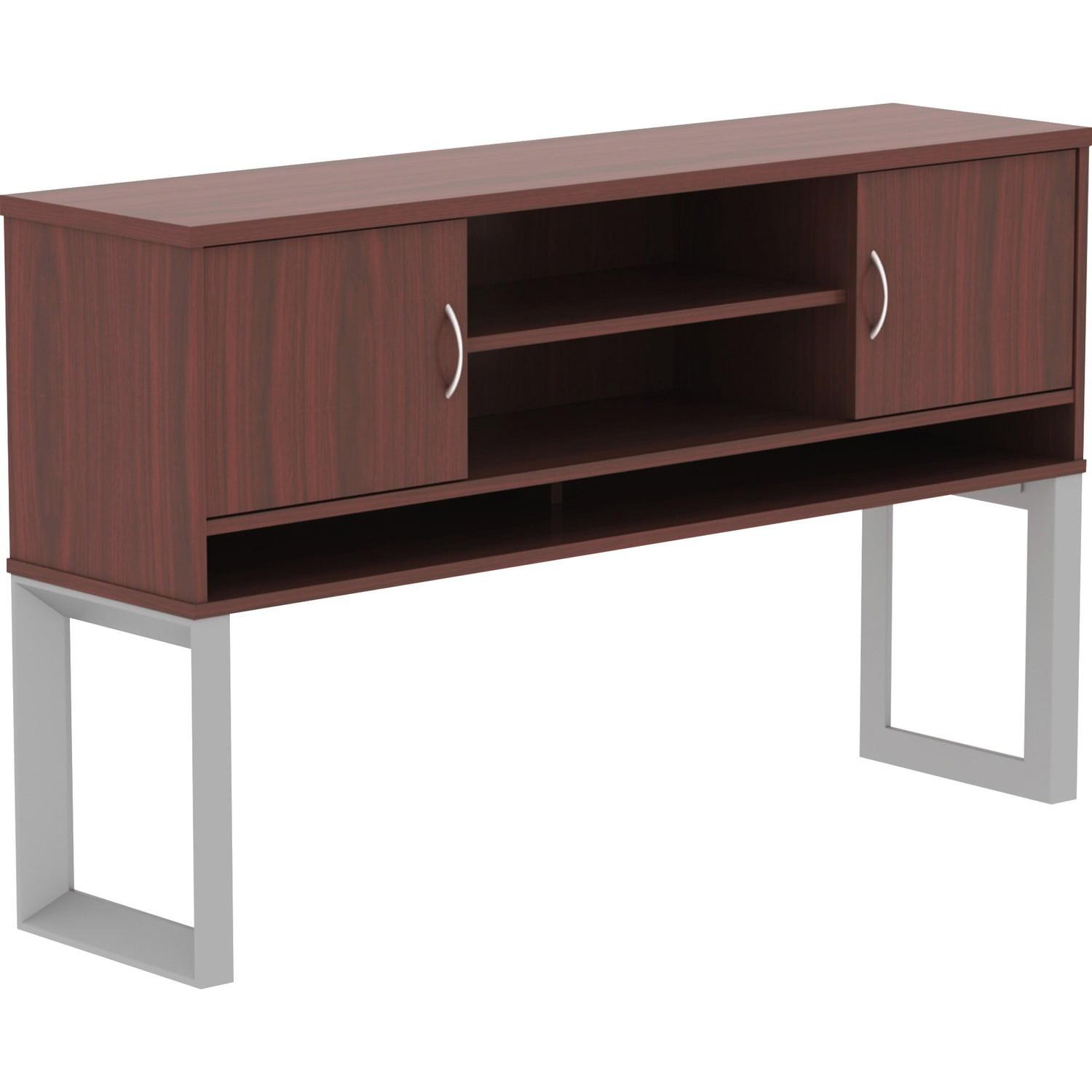 Mahogany Laminate 36'' H x 59'' W Desk Hutch with Metal Legs