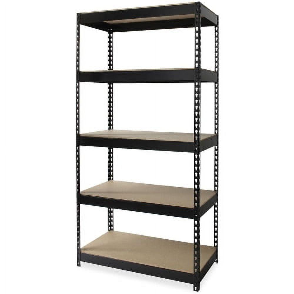 Black Riveted Steel 5-Shelf Heavy-Duty Storage Unit