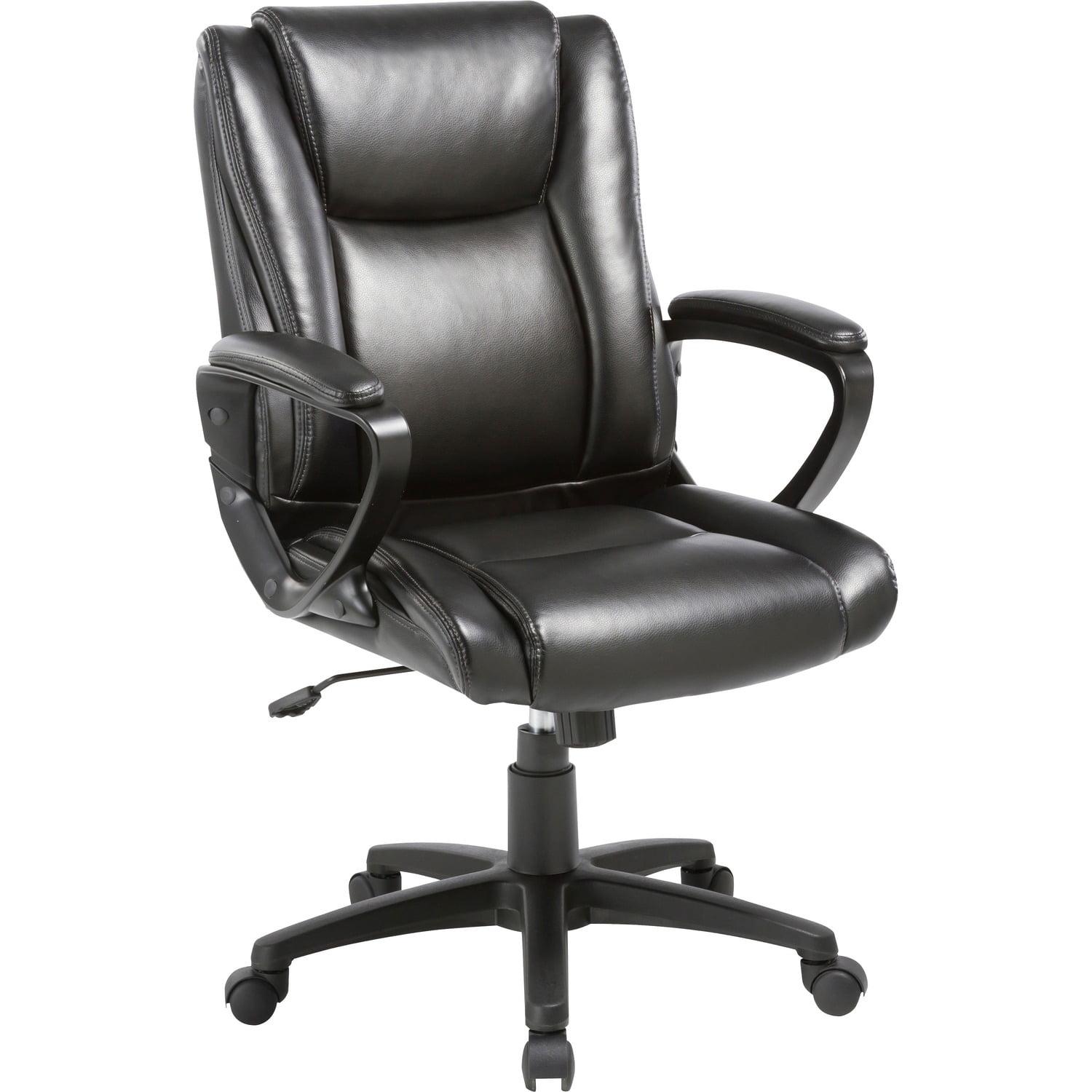 Soho High-Back Executive Swivel Chair in Black Leather