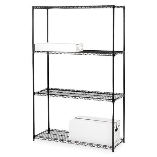 Black Industrial Steel Adjustable Wire Shelving Unit, 48in x 18in x 72in