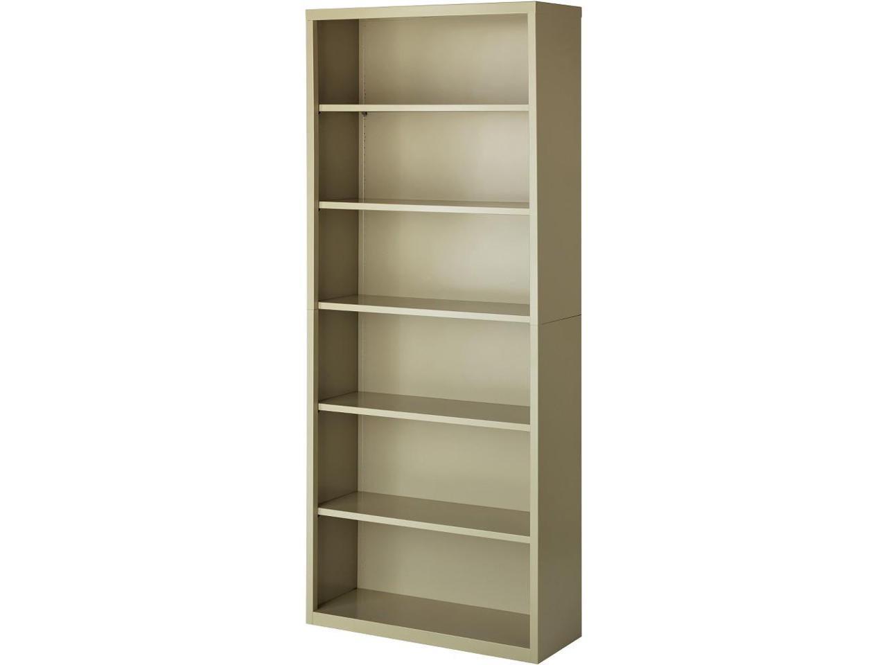 Fortress Series Putty Steel 6-Shelf Adjustable Bookcase 82"H