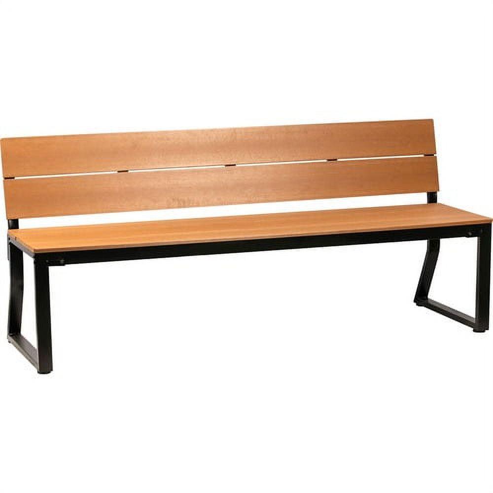 Lorell Teak Faux Wood Outdoor Bench with UV Protection