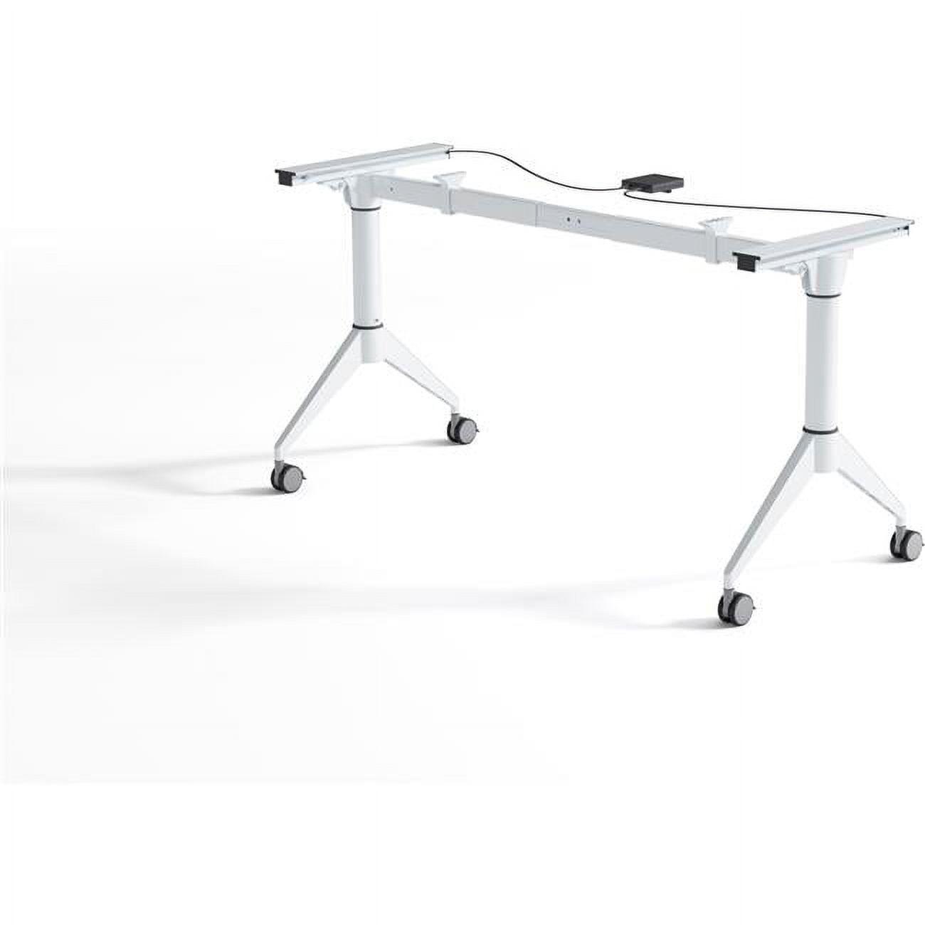 White Adjustable Folding Training Table Base with Casters