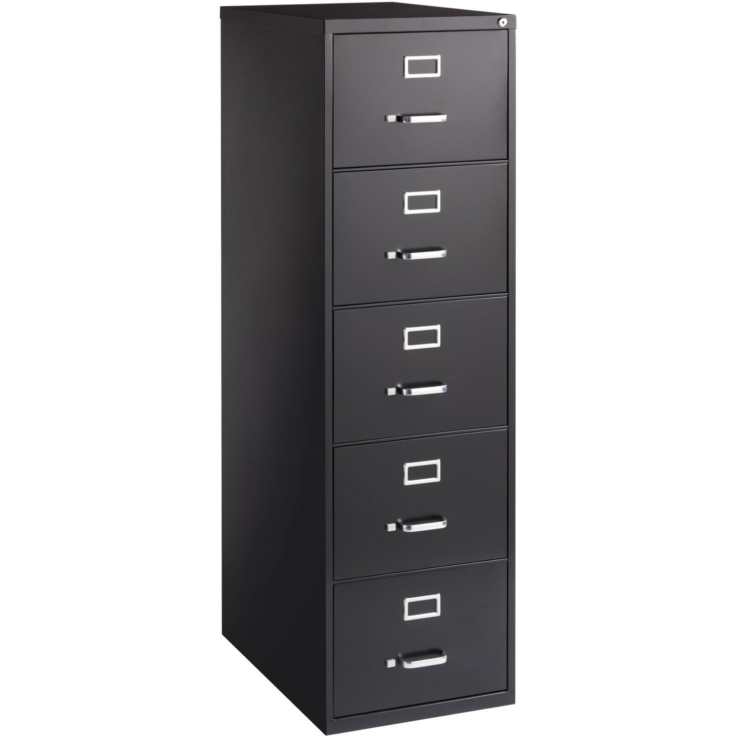 Lockable 5-Drawer Legal Size Vertical Steel File Cabinet in Black