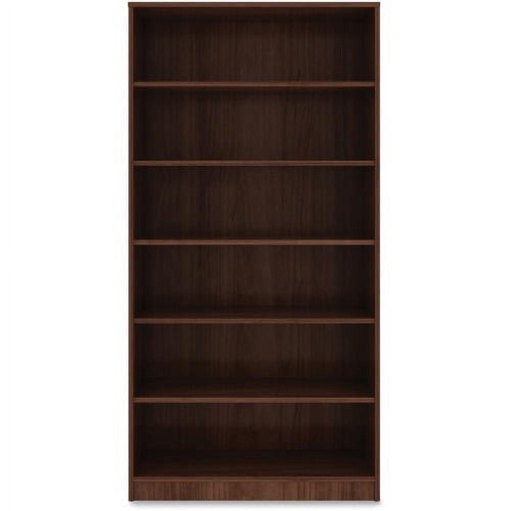 Contemporary Walnut Laminate Adjustable 6-Shelf Bookcase