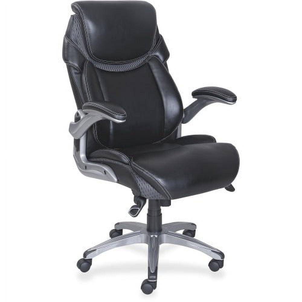 Black Bonded Leather Executive Swivel Chair with Adjustable Arms