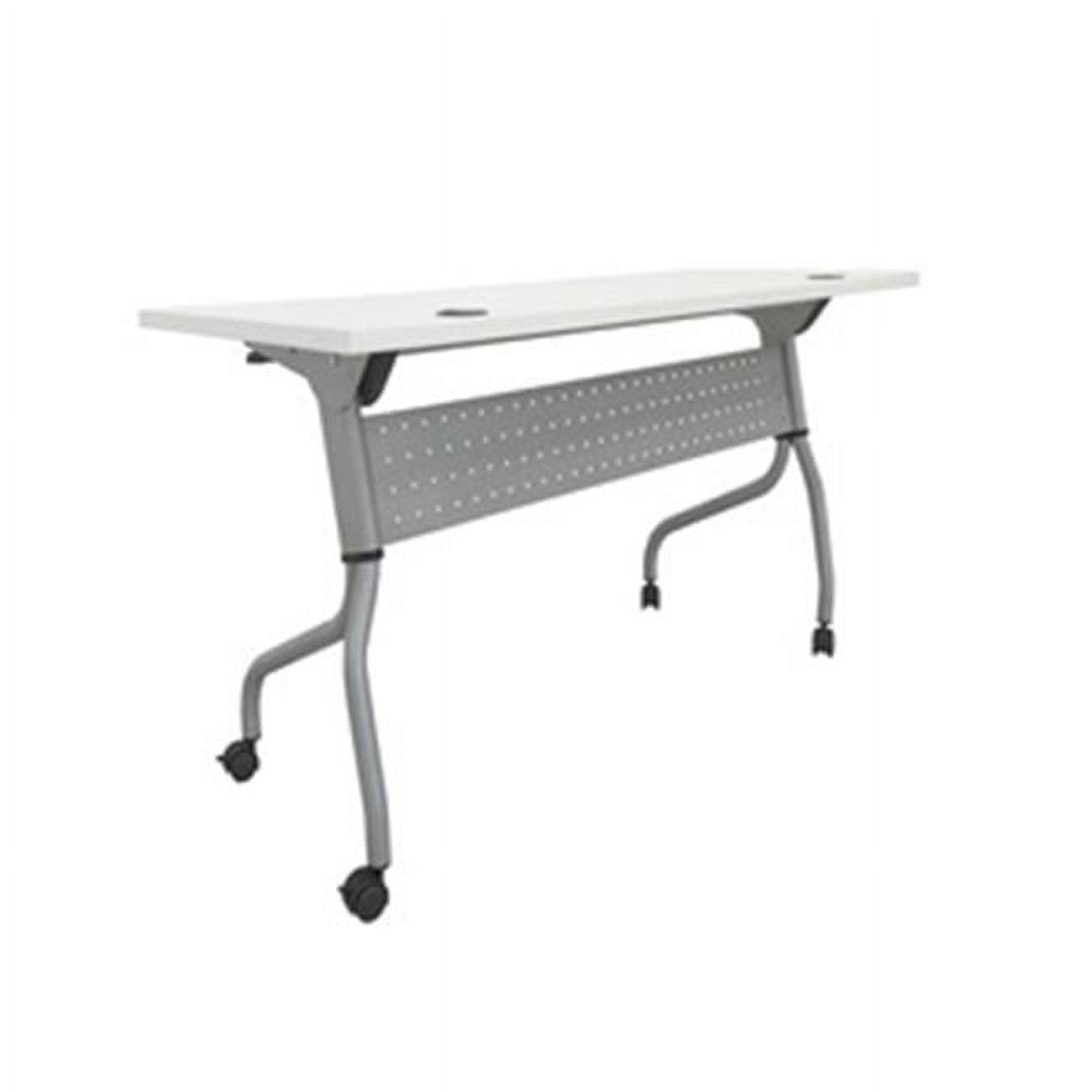 Rectangle 2 Person Flip Top Modular Training Table with Casters and Modesty Panel