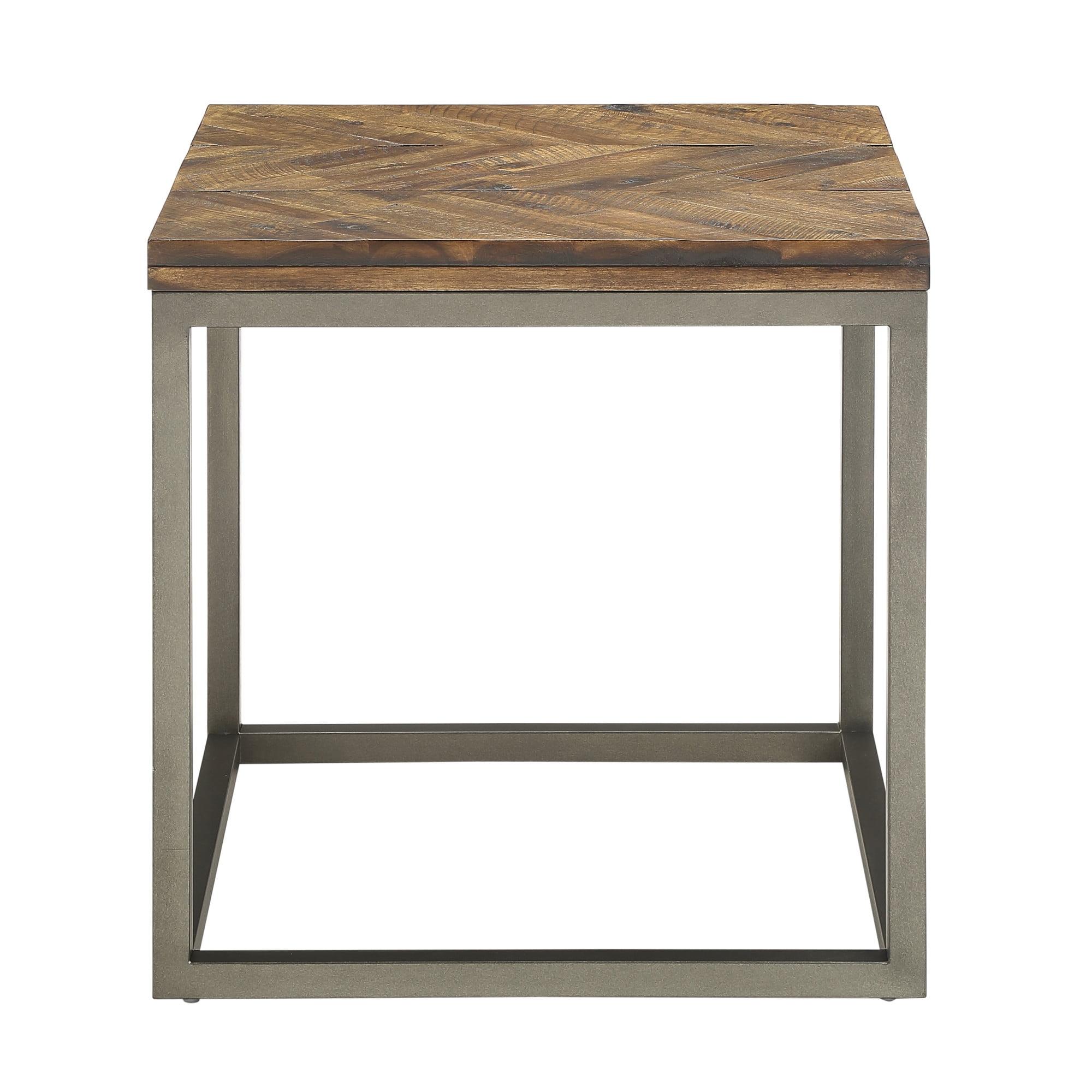 Lorenza Square Acacia Wood and Steel End Table