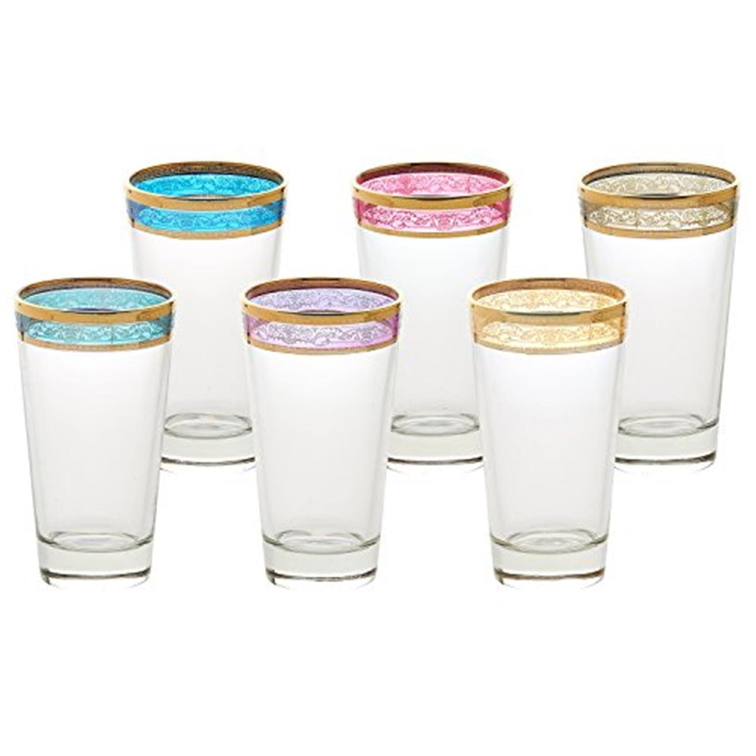 Melania Italian Crafted 10oz Multicolor Glassware Set with Gold Rim