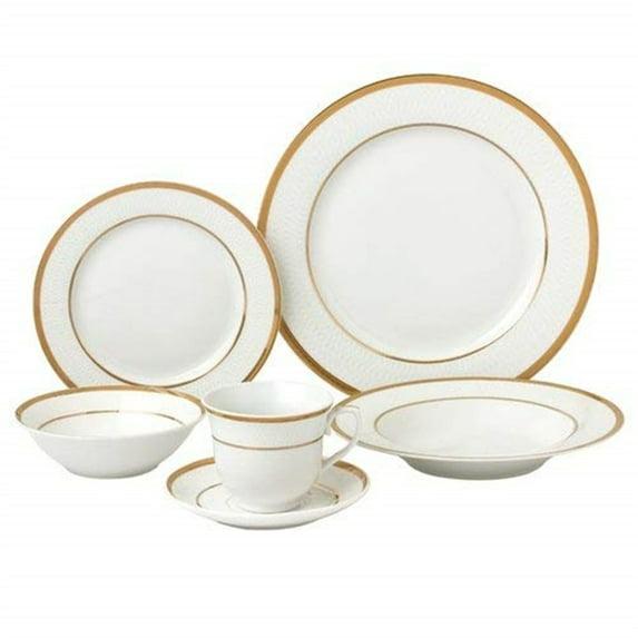 Lorren Home Trends 24 Piece Gold Porcelain Dinnerware Service for 4-Josephine