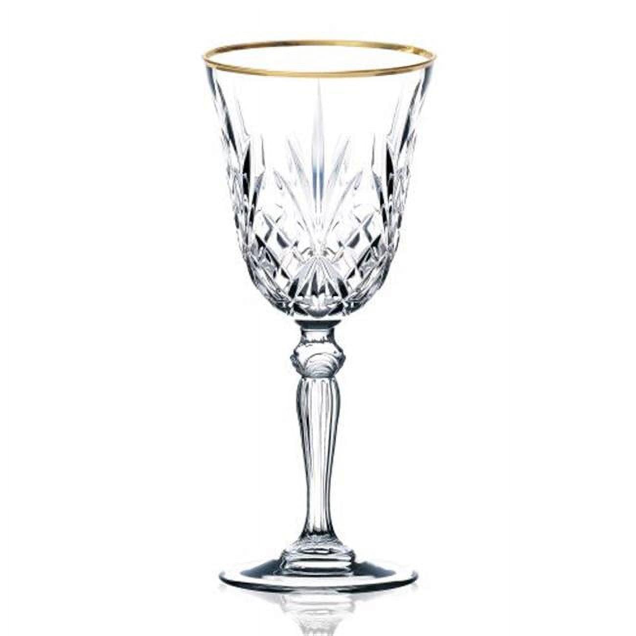 Siena 6oz Crystal Wine Glass Set with Gold Band