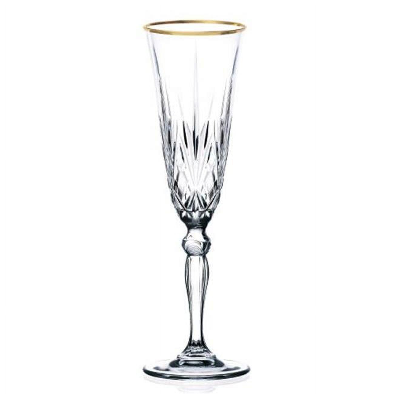 Siena 6oz Crystal Flutes with Gold Band, Set of 4