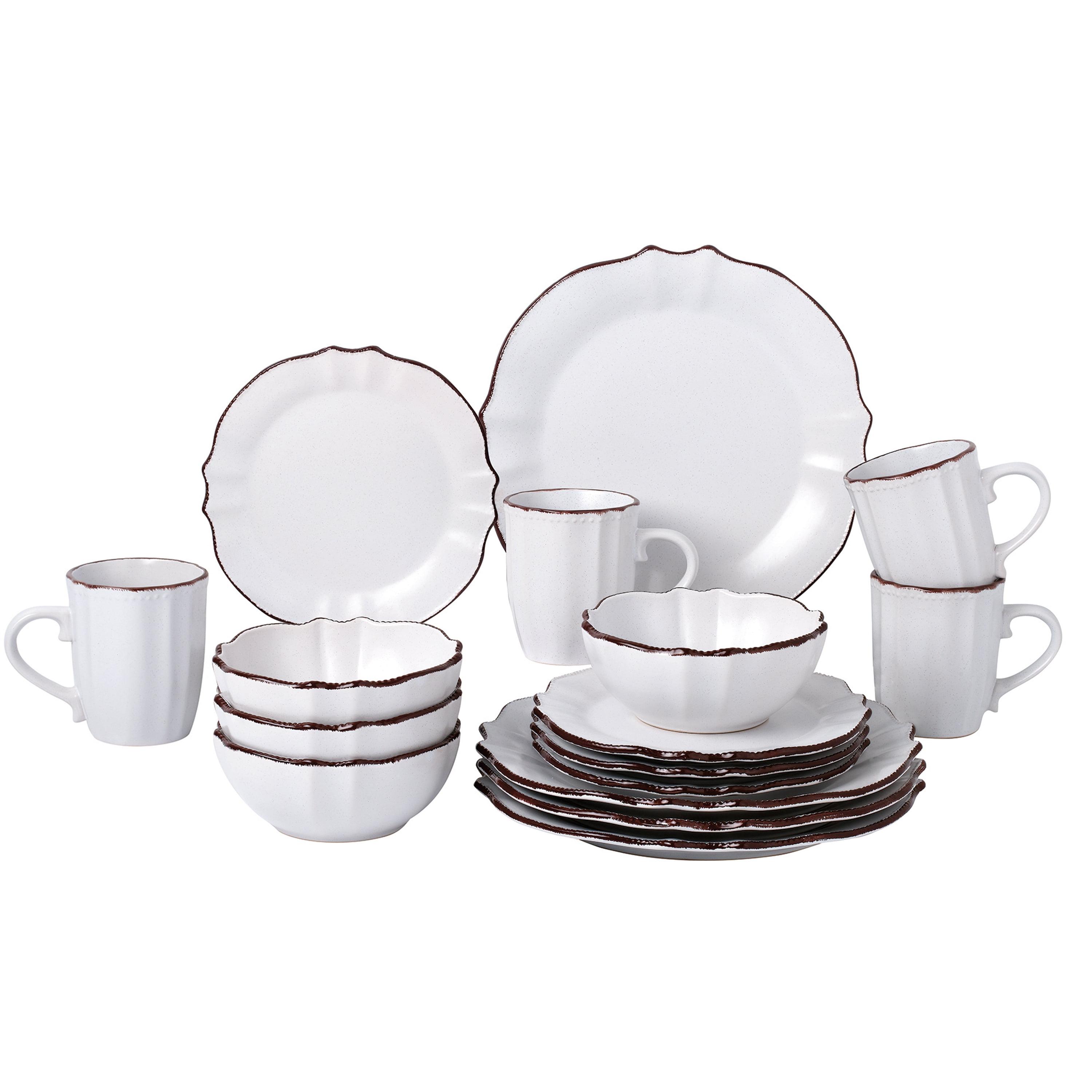 16 Piece Porcelain China Dinnerware Set - Service for 4