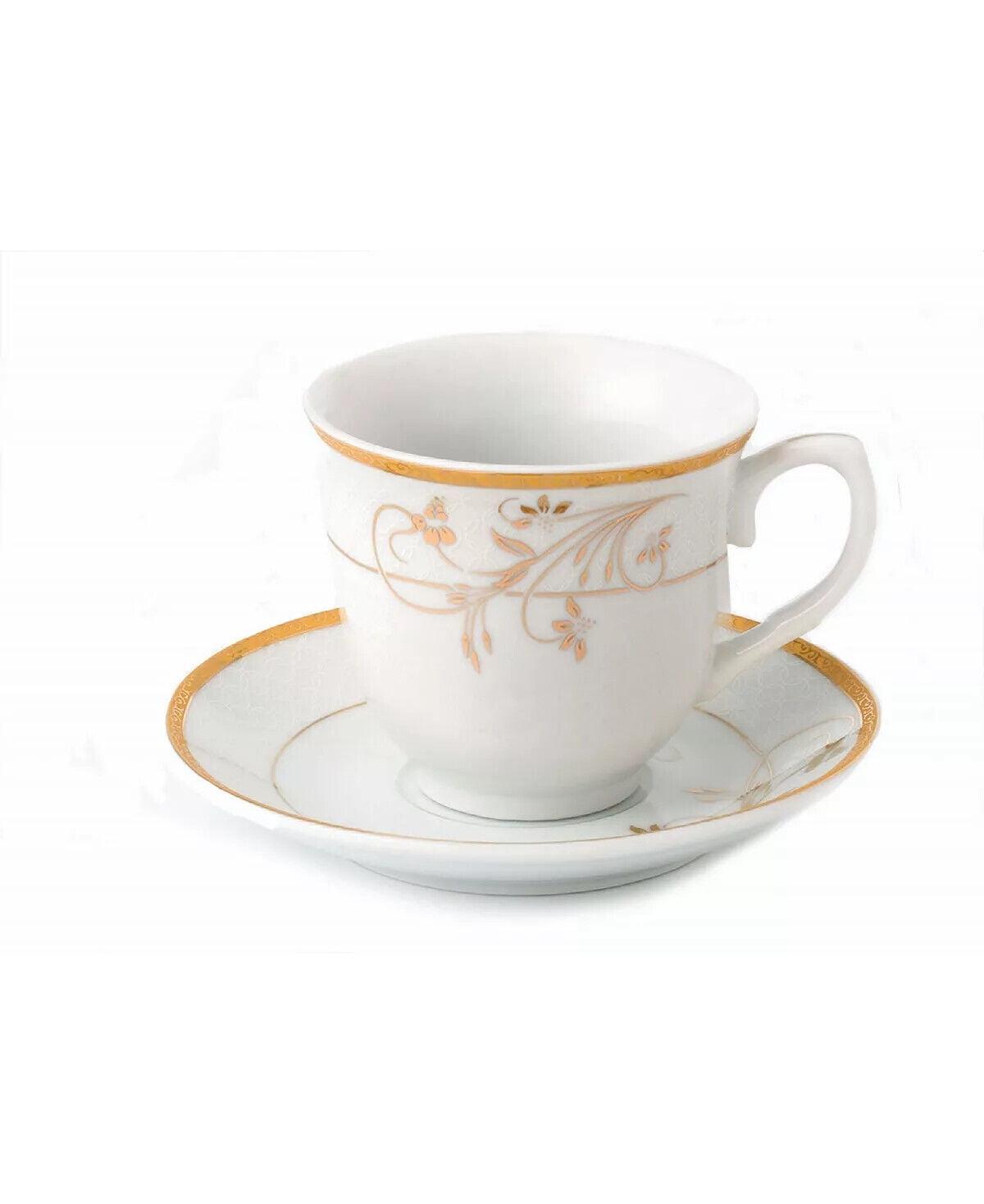 Gold Floral Design Porcelain Tea-Coffee Set for Four