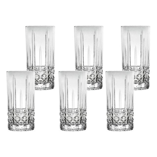 Lorren Home Trends Lorren Home Trends Tall 12 Ounce Drinking Glass-Textured Cut Glass (Set of 6)