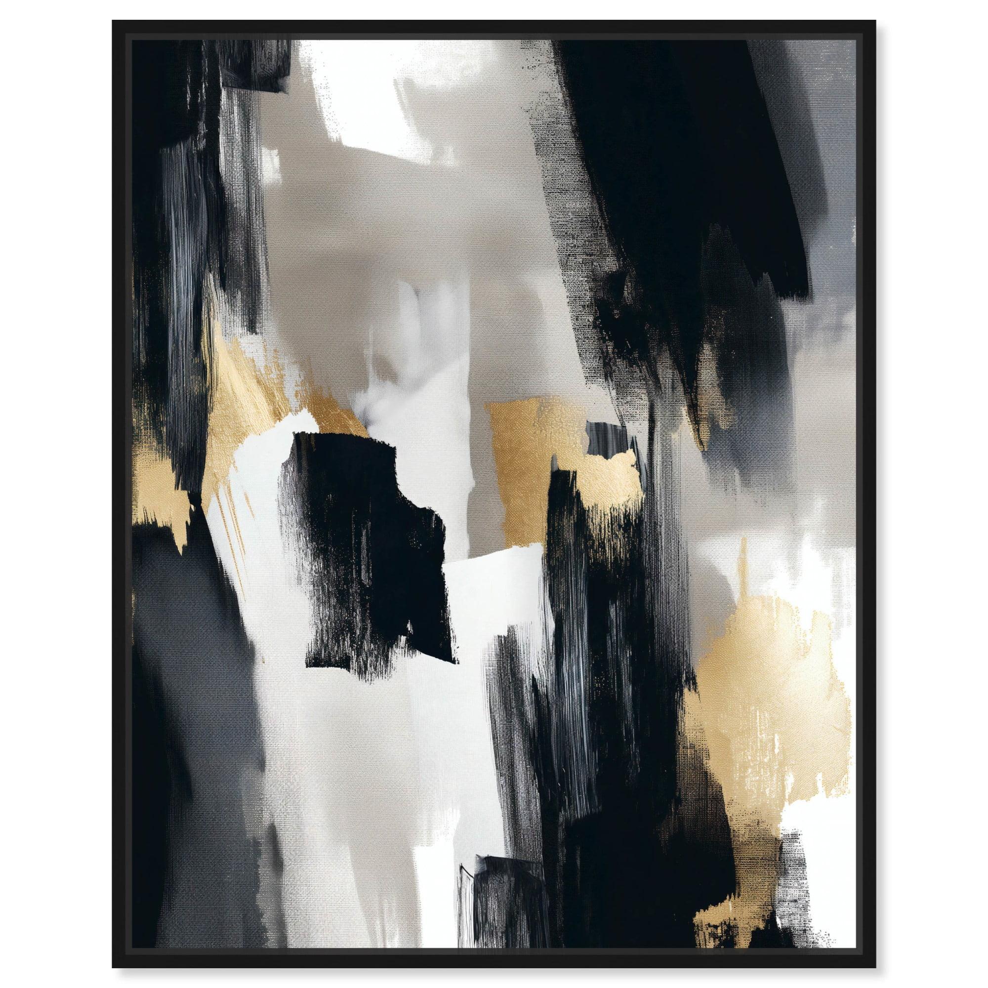 Lost Between Canvas Modern Black And White Abstract Wall Art by Art Remedy, Black Frame, 16" x 20"