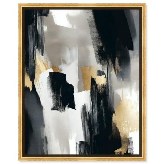 Lost Between Canvas Modern Black And White Abstract Wall Art by Art Remedy, Gold Frame, 16" x 20"