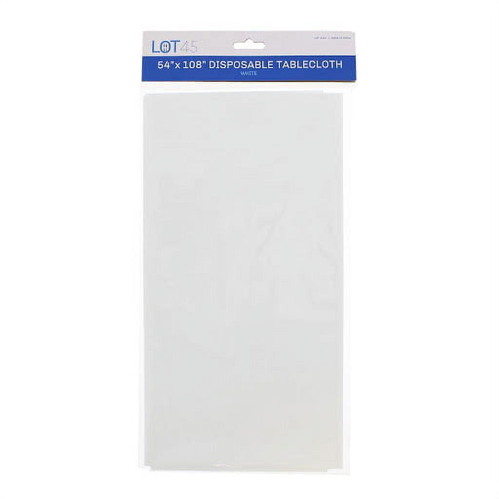 Lot45 White Plastic Tablecloths - 54 x 108 IN Disposable Table Covers, 12pk