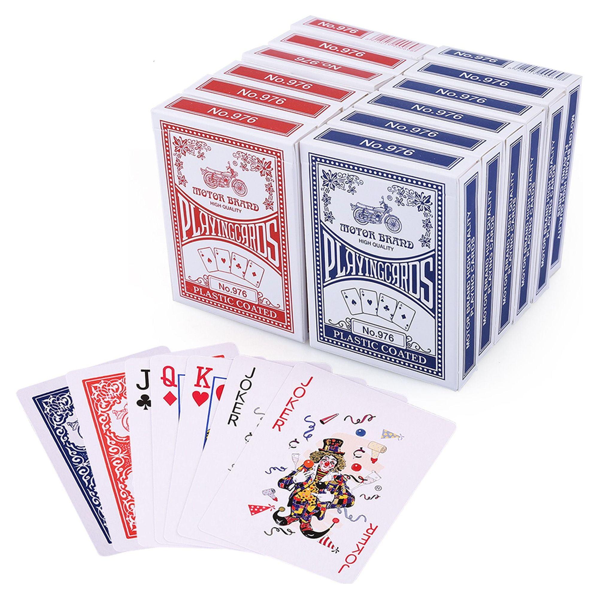 LotFancy 12 Decks Poker Size Playing Cards, 6 Blue and 6 Red