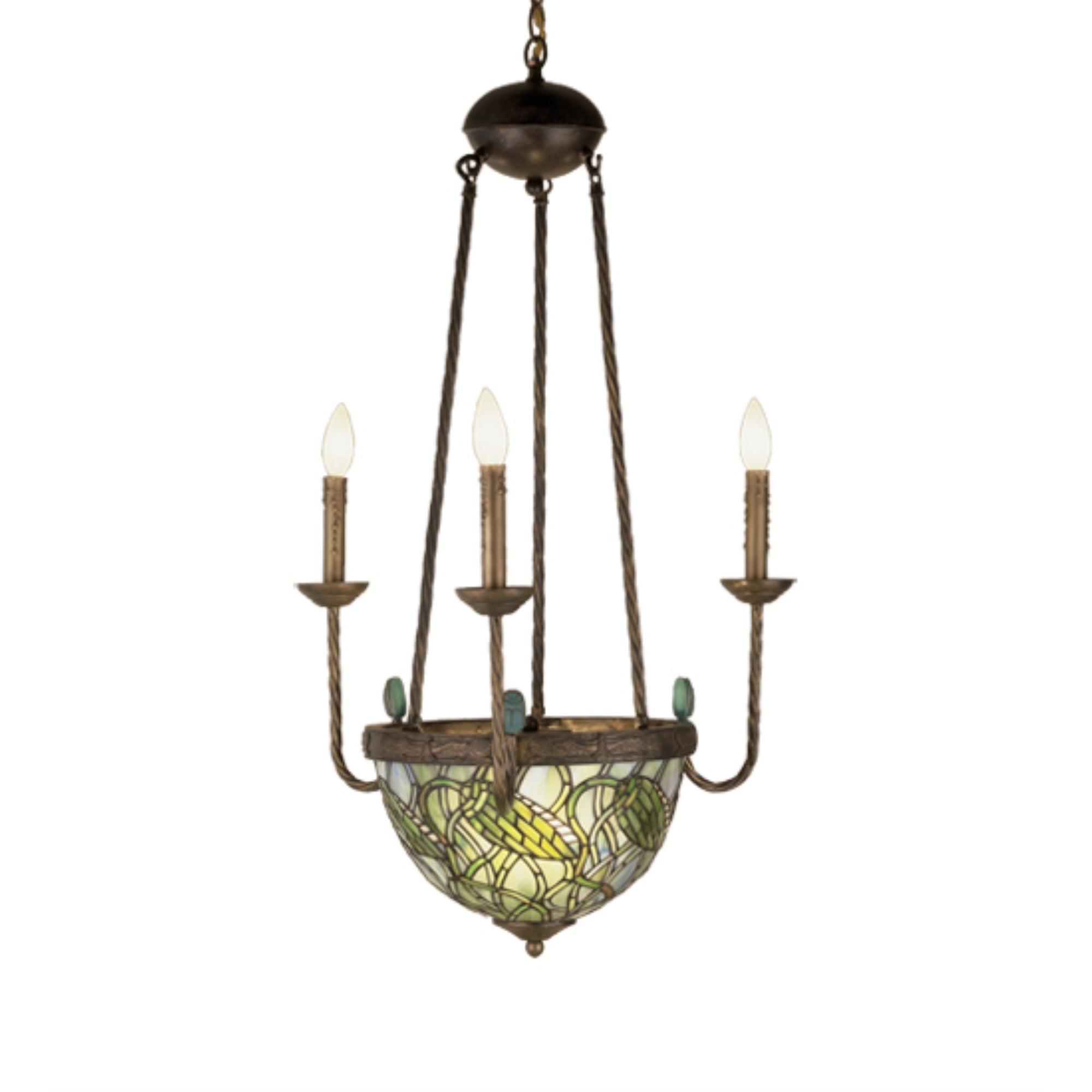 Mini Lotus Bud 3-Arm Inverted Multicolor Chandelier