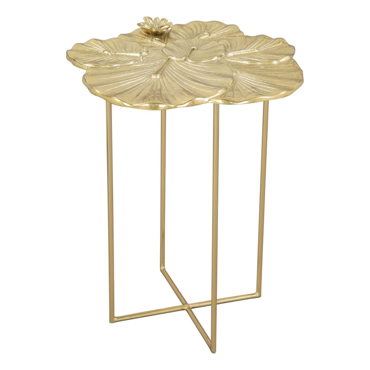 Modern Glam Lotus Cast Aluminum Gold Side Table