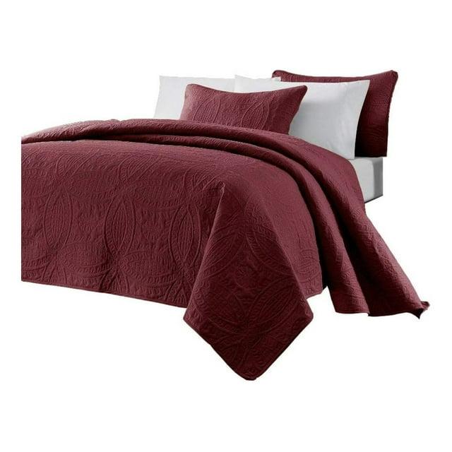 Superior Aspen Floral Scalloped Edge Cotton Blend Coverlet / Bedspread Set