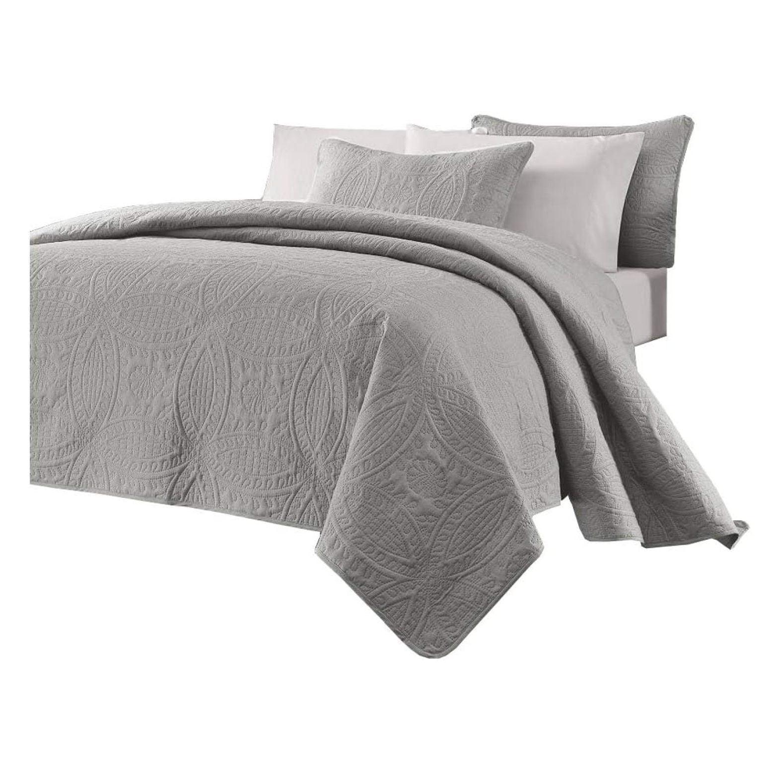 Chezmoi Collection Austin Microfiber Reversible 3-Piece Coverlet / Bedspread Set
