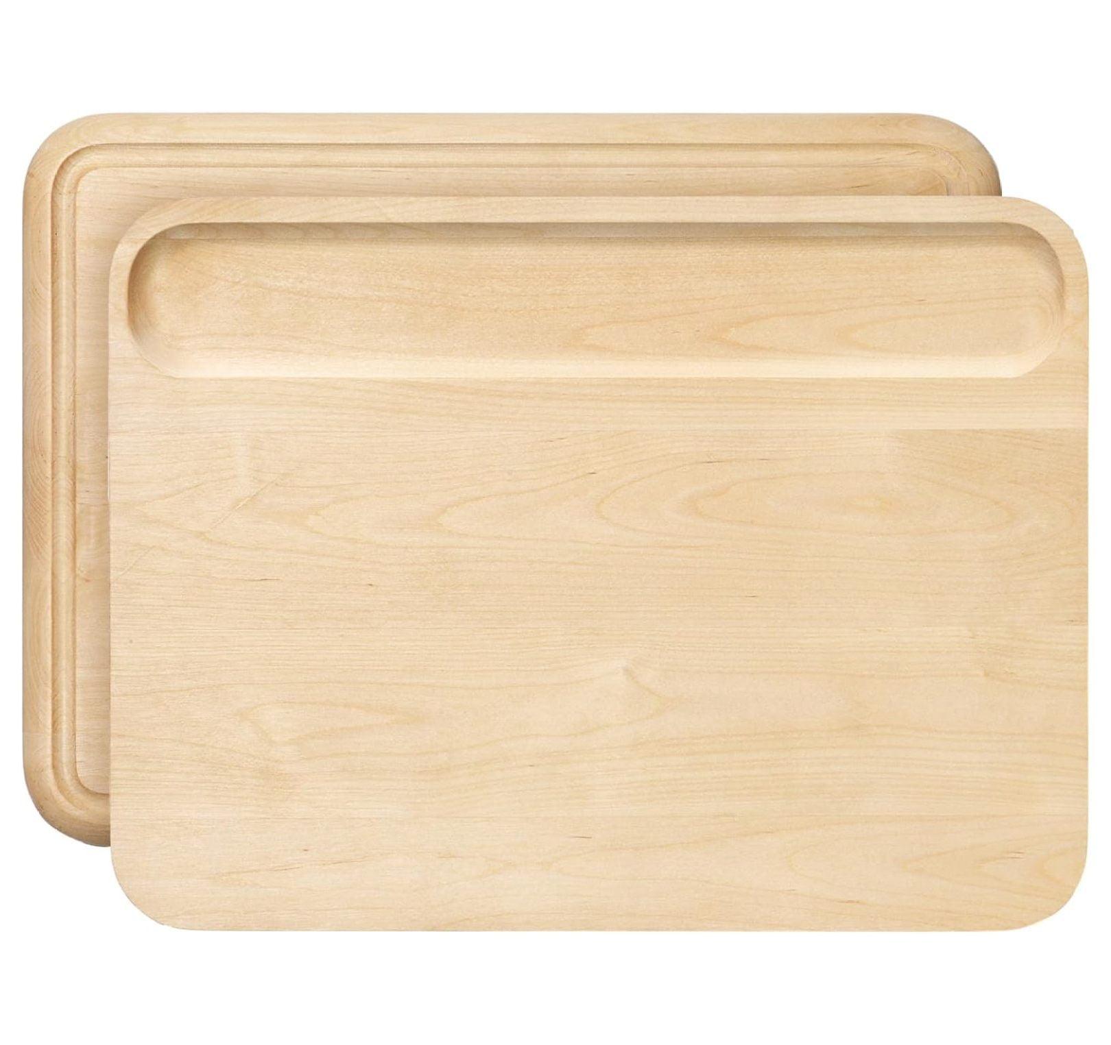 Medium Natural Birch Wood Cutting Board with Recessed Groove