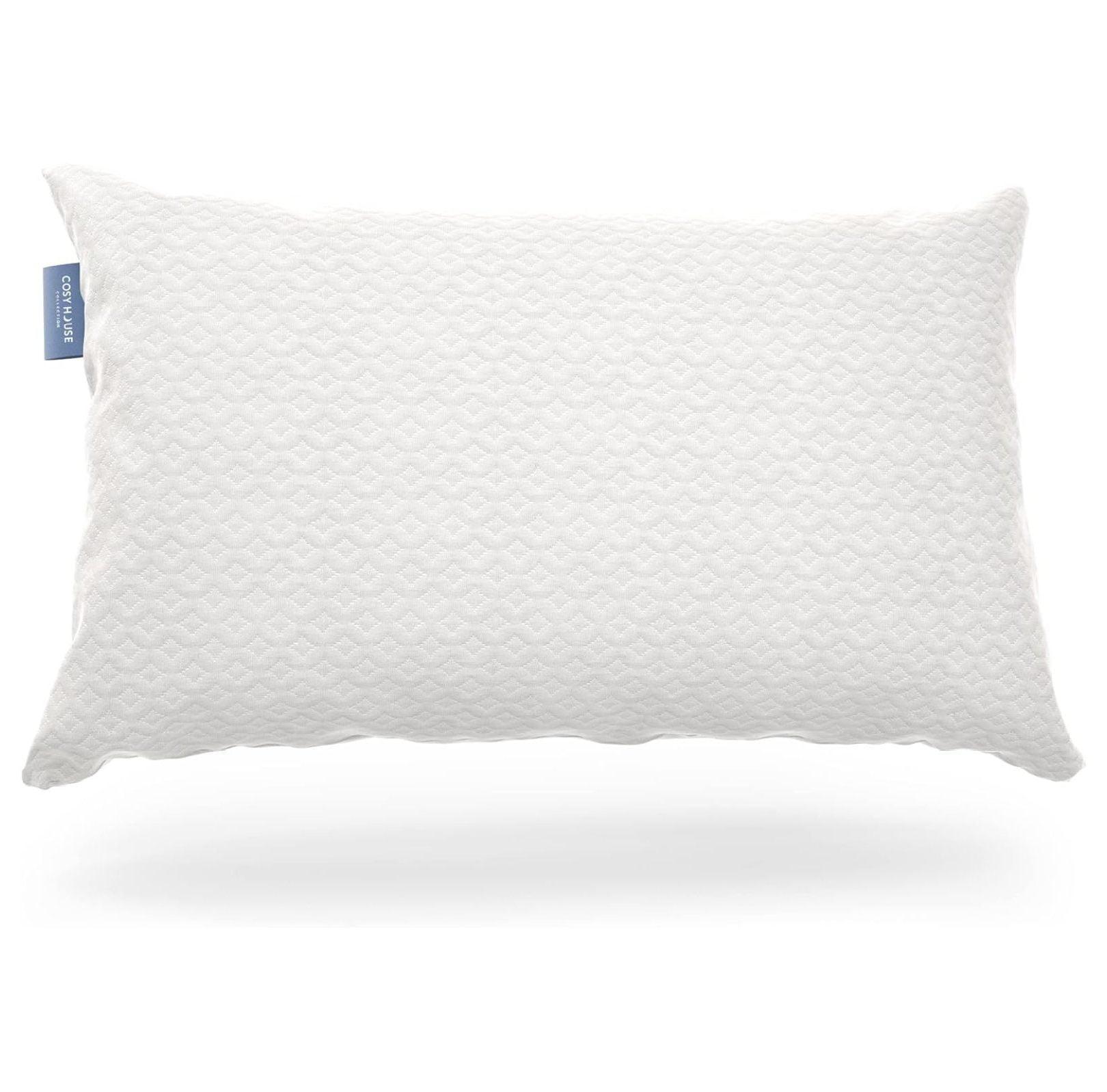 Queen White Hypoallergenic Memory Foam Bed Pillow with Bamboo Cover