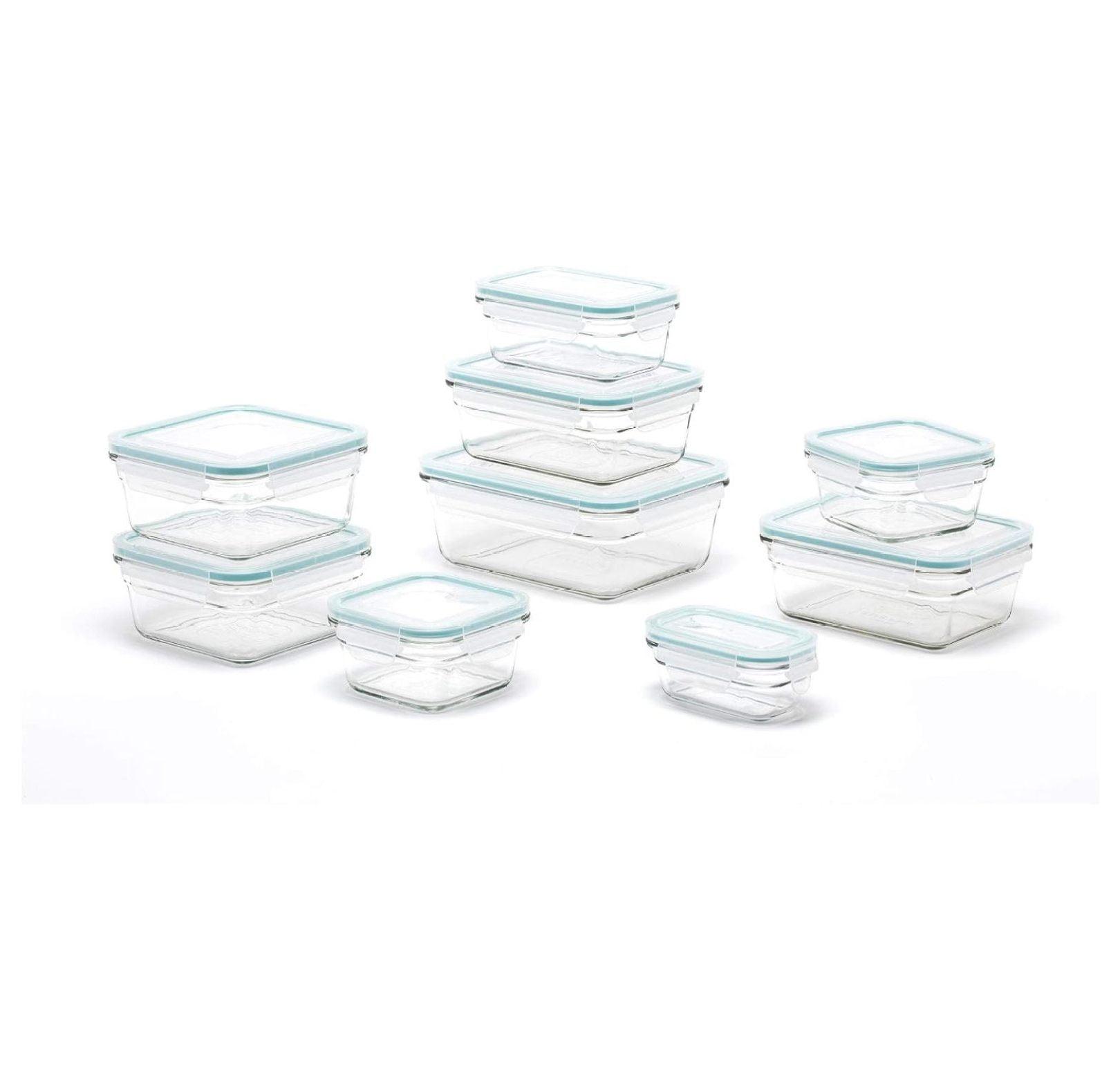 Clear Glass Food Storage Container Set with Lids, 18 Pieces