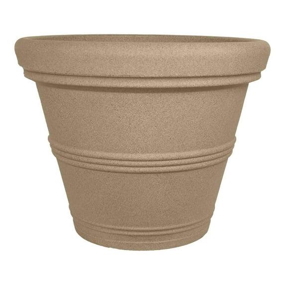 Tusco Products Rolled Rim Garden Pot, Sandstone,13.5"