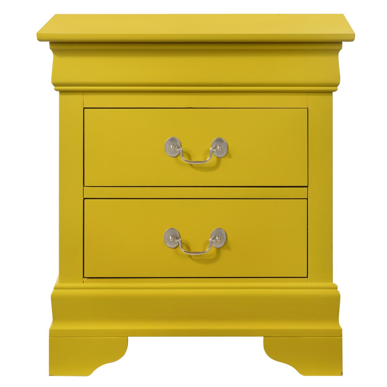 Louis Philippe Yellow 2-Drawer Solid and Manufactured Wood Nightstand