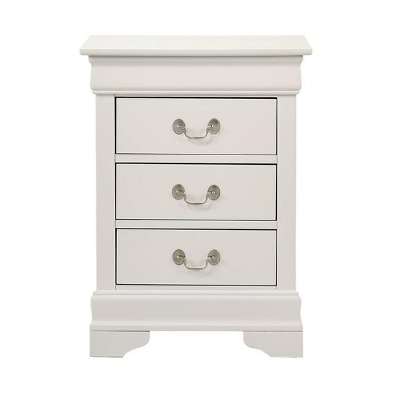 Passion Furniture Louis Philippe 3-Drawer White Nightstand (29 in. H x 21 in. W x 16 in. D)