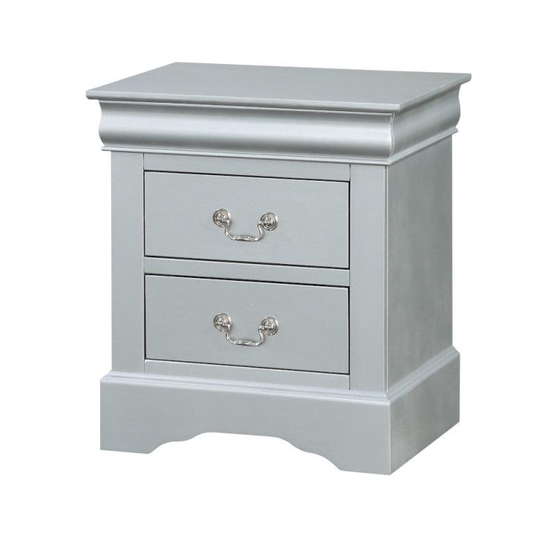 Acme Furniture Louis Philippe III Nightstand Platinum Finish