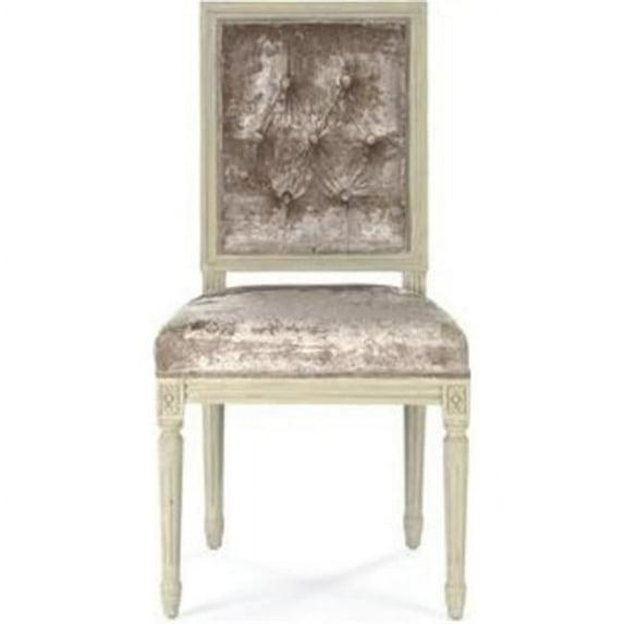 Tufted Louis Side Chair- Crushed Champagne Velvet - 20 x 40 x 18 in.