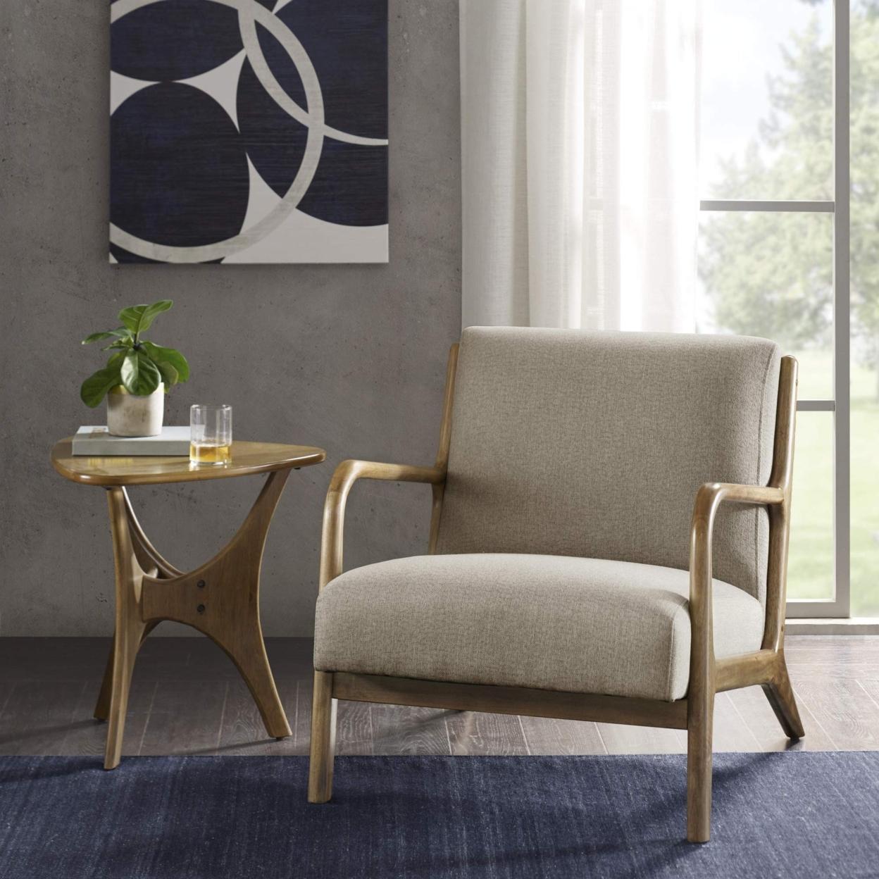 Ink+Ivy Novak Lounge Chair Taupe: Mid-Century Modern, Polyester Upholstery, Rubberwood Frame