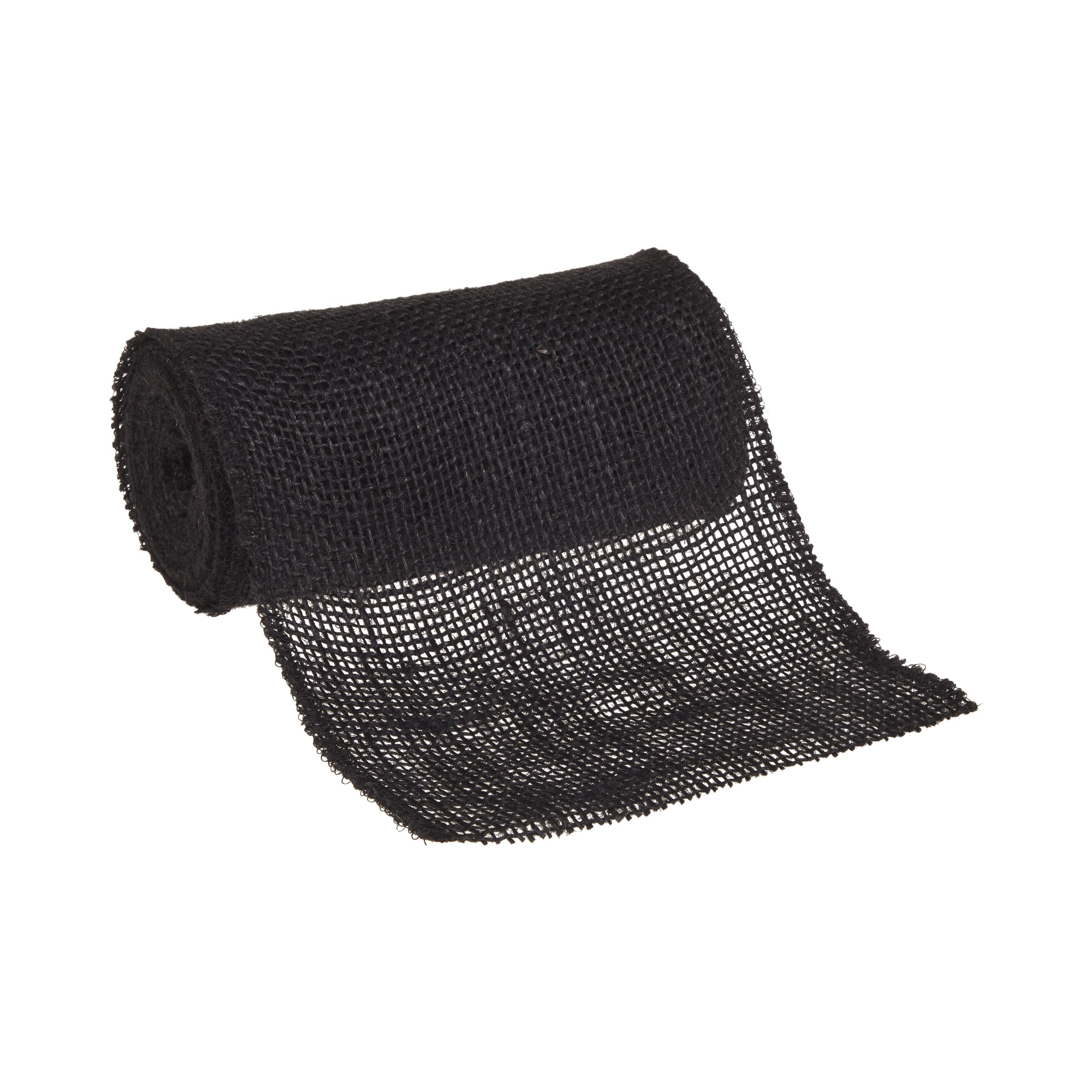 Love, Laugh, Craft Jute Burlap Roll Precut, Finished Edges, 6"W x 5-Yards, Black