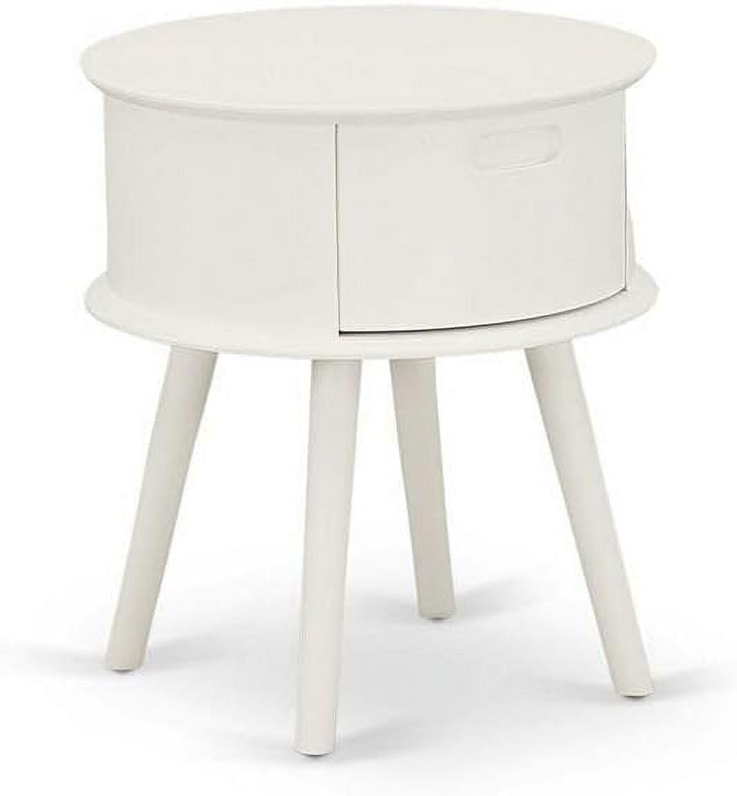 Gordon 22" White Wood Round Nightstand with Drawer