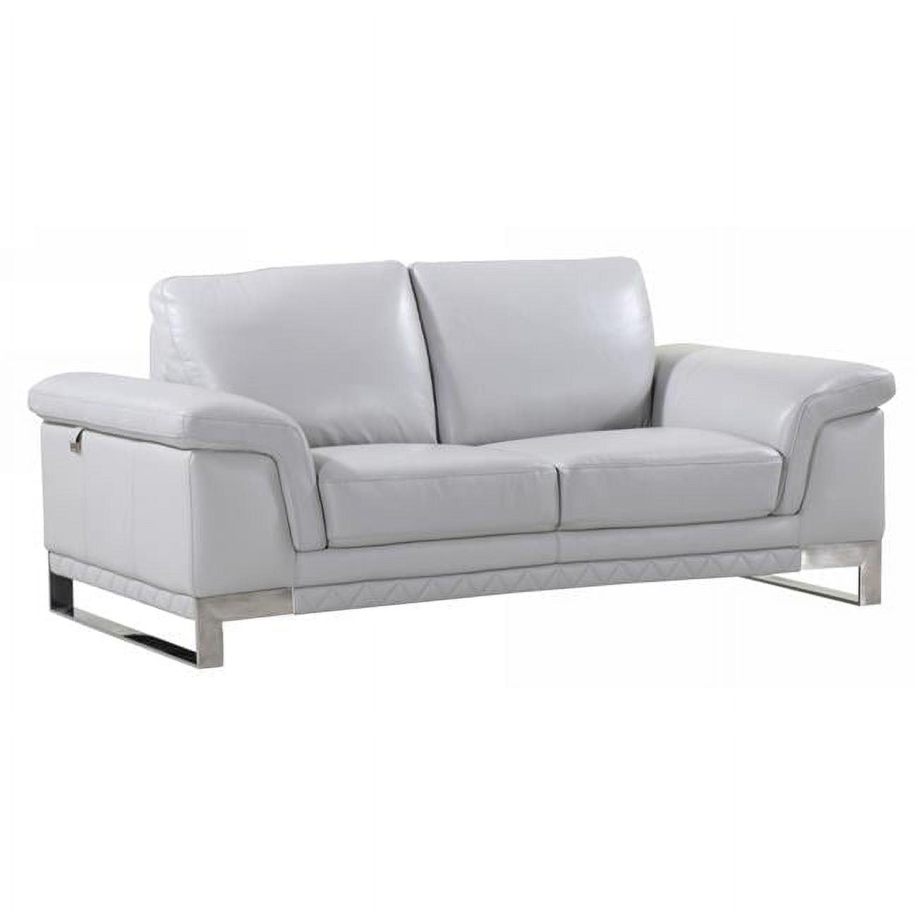 Lovely Leather Loveseat, Light Grey - 32 in.