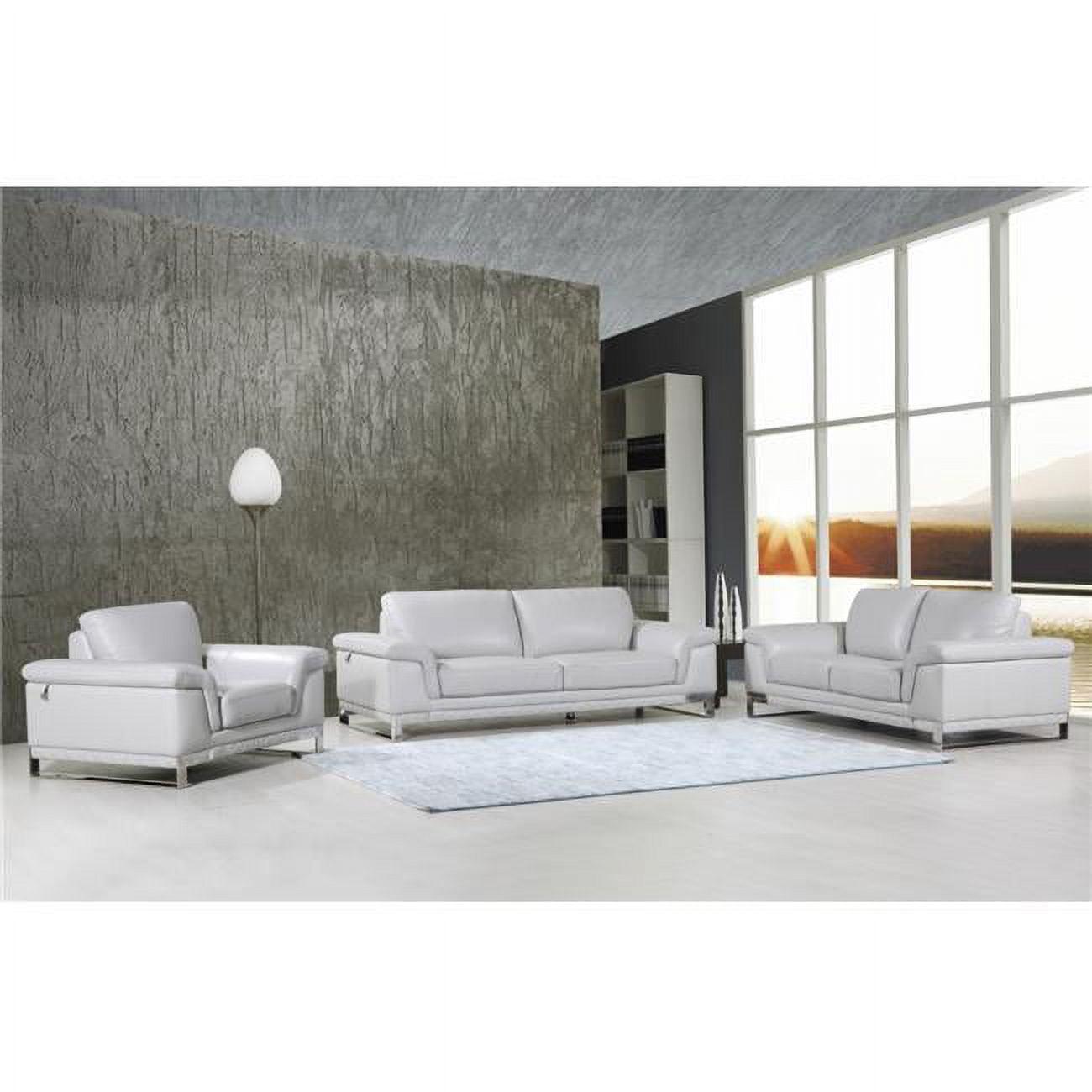 Modern Light Gray Leather Recliner Sofa Set - 96"